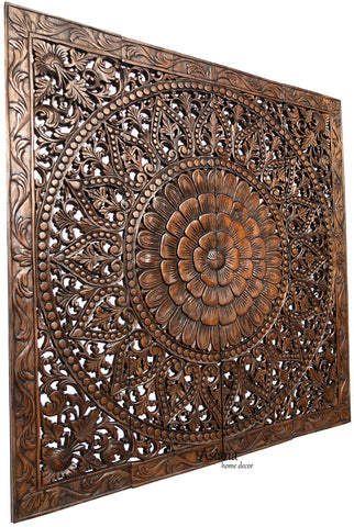  AMSXNOO Wood Wall Art Sculpture, 23 Round Woodcarving Wall  Plaque Home Decor, Asian Handcrafted Carved Wood Oriental Wall Art : Home &  Kitchen